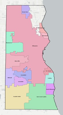 Milwaukee County WI school district boundaries map