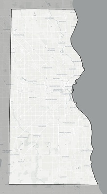 Milwaukee County WI county basemap context