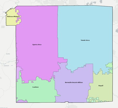 Monroe County WI school district boundaries map