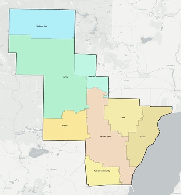 Oconto County WI school district boundaries map