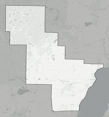 Oconto County WI county basemap context