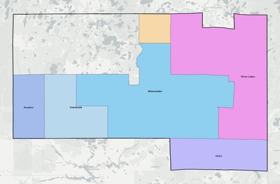 Oneida County WI school district boundaries map