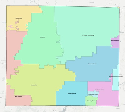 Outagamie County WI school district boundaries map