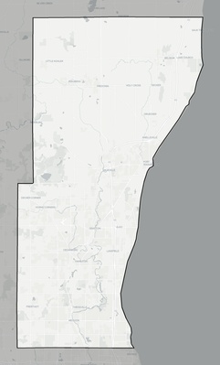 Ozaukee County WI county basemap context