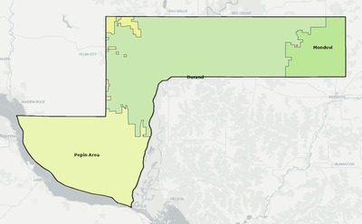 Pepin County WI school district boundaries map