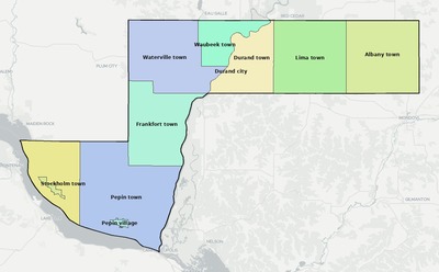 Pepin County WI townships and subdivisions map