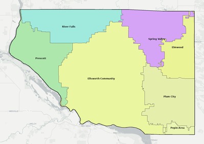 Pierce County WI school district boundaries map