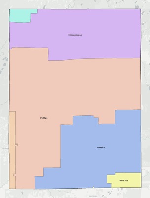 Price County WI school district boundaries map