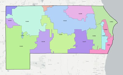 Racine County WI ZIP code boundaries map