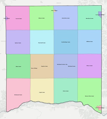 Richland County WI townships and subdivisions map