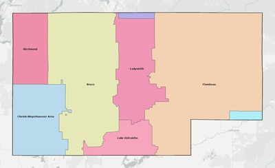 Rusk County WI school district boundaries map