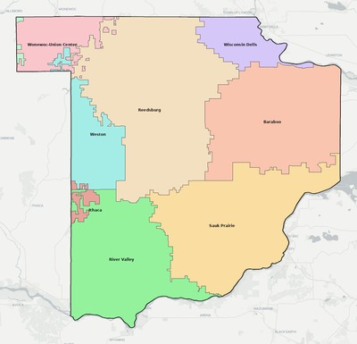 Sauk County WI school district boundaries map