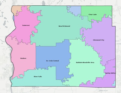 St. Croix County WI school district boundaries map