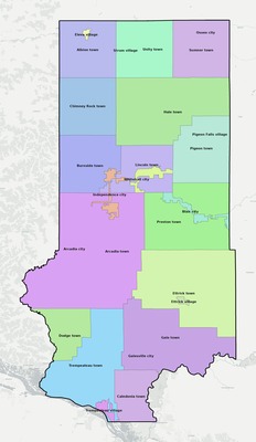Trempealeau County WI townships and subdivisions map