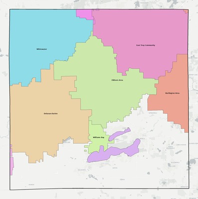 Walworth County WI school district boundaries map