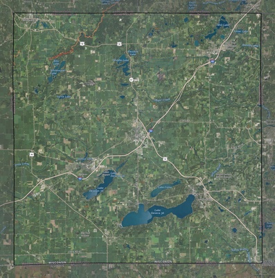 Walworth County WI USGS imagery and topo map