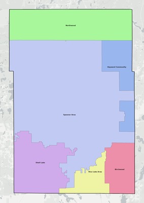Washburn County WI school district boundaries map