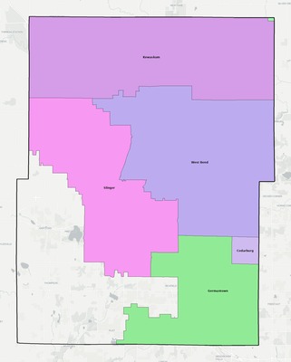 Washington County WI school district boundaries map