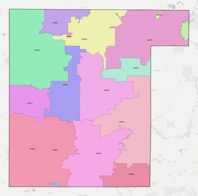 Waupaca County WI ZIP code boundaries map