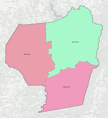 Barbour County WV townships and subdivisions map