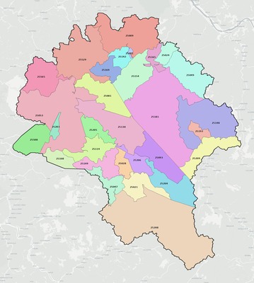 Boone County WV ZIP code boundaries map