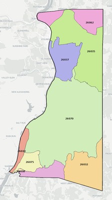 Brooke County WV ZIP code boundaries map
