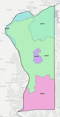 Hancock County WV ZIP code boundaries map