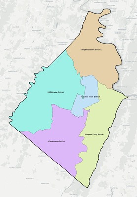 Jefferson County WV townships and subdivisions map