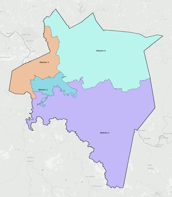 Kanawha County WV townships and subdivisions map