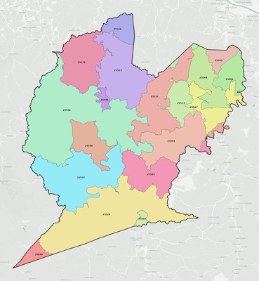 Lincoln County WV ZIP code boundaries map