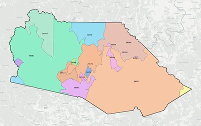 Marion County WV ZIP code boundaries map