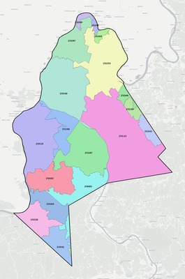 Mason County WV ZIP code boundaries map