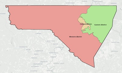 Monongalia County WV townships and subdivisions map