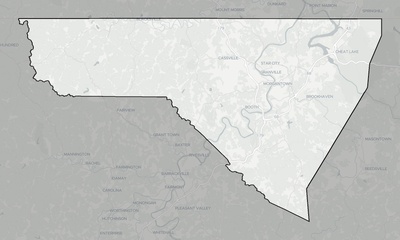 Monongalia County WV county basemap context