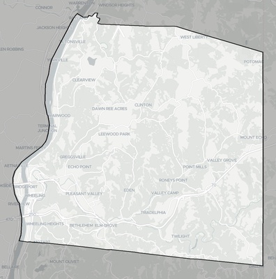 Ohio County WV county basemap context