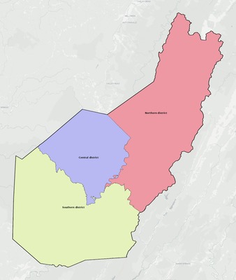 Pocahontas County WV townships and subdivisions map