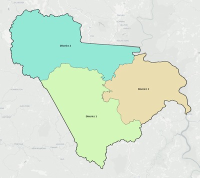 Raleigh County WV townships and subdivisions map