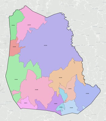Roane County WV ZIP code boundaries map