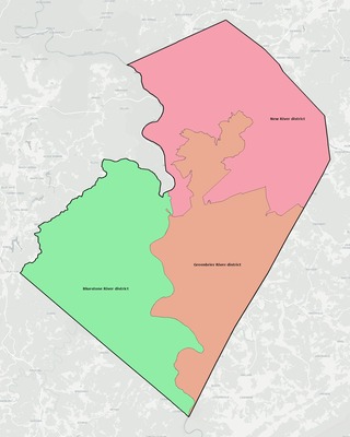 Summers County WV townships and subdivisions map