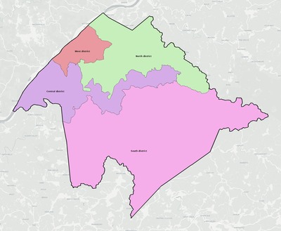 Tyler County WV townships and subdivisions map