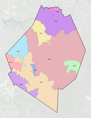 Webster County WV ZIP code boundaries map