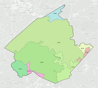 Wirt County WV ZIP code boundaries map