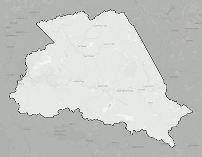 Wyoming County WV county basemap context