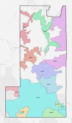 Albany County WY ZIP code boundaries map
