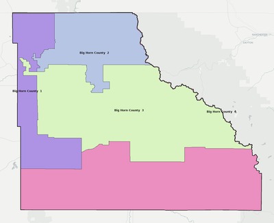Big Horn County WY school district boundaries map