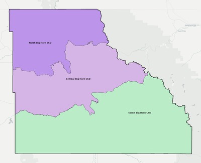 Big Horn County WY townships and subdivisions map