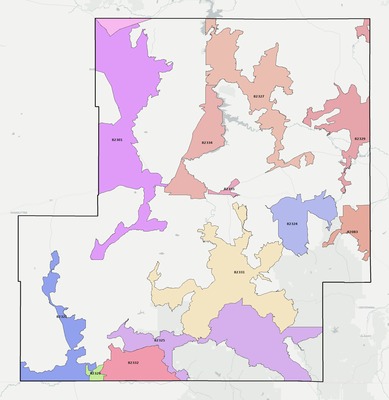 Carbon County WY ZIP code boundaries map