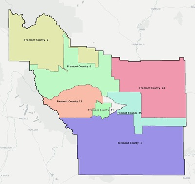 Fremont County WY school district boundaries map