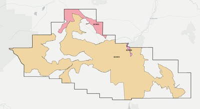 Hot Springs County WY ZIP code boundaries map