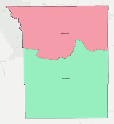 Johnson County WY townships and subdivisions map